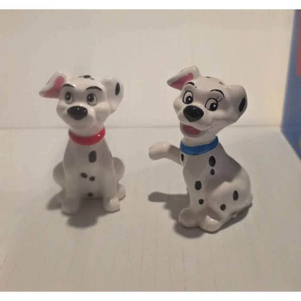 101 Dalmatians Patch & Lucky Ceramic Figures Salt & Pepper Shakers VTG Gift Box